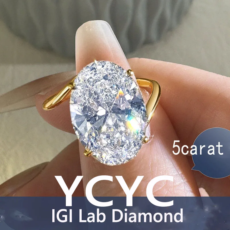 

Au750 18K Gold factory sell 5Ct IGI Lab Grown Diamond Ring Oval Cut Diamond CVD HPHT DEF VS-VVS Wedding&engagement Ring ﻿