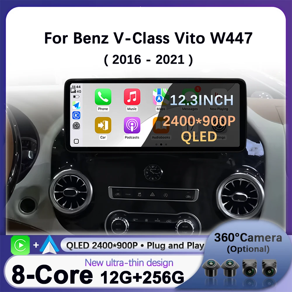 Drahtlose CarPlay Für Mercedes Benz Vito W447 2016 - 2021 Android Auto Navigation GPS Auto Multimedia Player DSP Stereo 4G WiFi BT