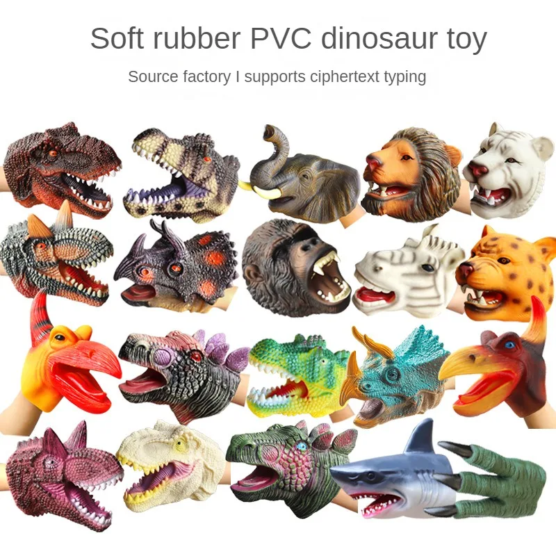 Dinosaur Head Doll Gloves Soft Rubber Triangle Dragon Tyrant King Dragon Shark Fish Head Simulation Children's Animal Toy