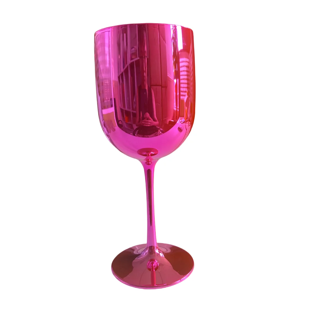 4pcs set 480ml electroplated gold pink red wine glass plastic champagne glasses flutes goblet cup