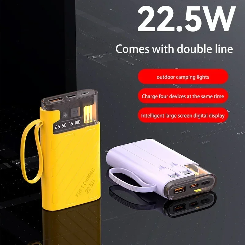 Mini 30000mAh Power Bank Super Fast Charging Powerbank With Cables Large Capacity Portable For iPhone Xiaomi External Battery