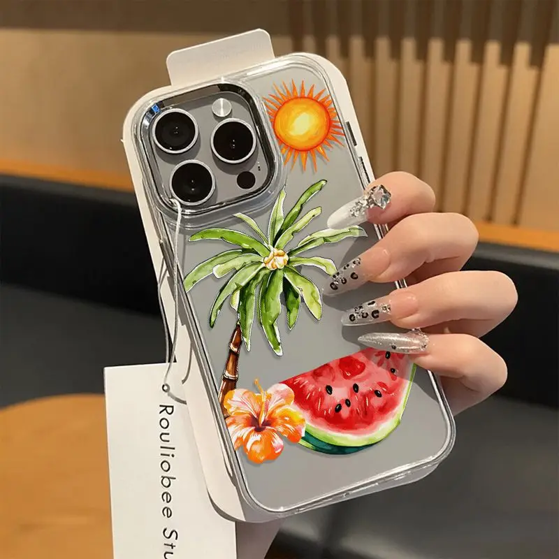 Palm Tree Watermelon Sun Hibiscus Phone Case For Samsung Galaxy S26 S24 S25 Ultra S23 Plus A56 A17 A26 A57 A37 A36 A06 A07 Cover