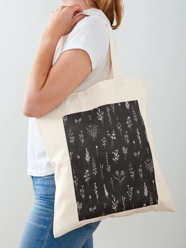 

Black wildflowers Pattern Tote Bag Women's shopping bag reusable shopping bags supermarket folding bag Woman shopper