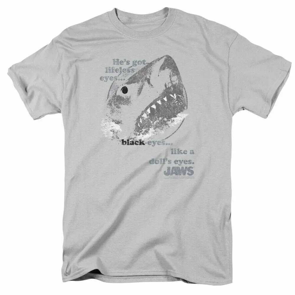 

Jaws Like Dolls Eyes T Shirt Licensed Shark Movie Retro Tee Classic New Silver