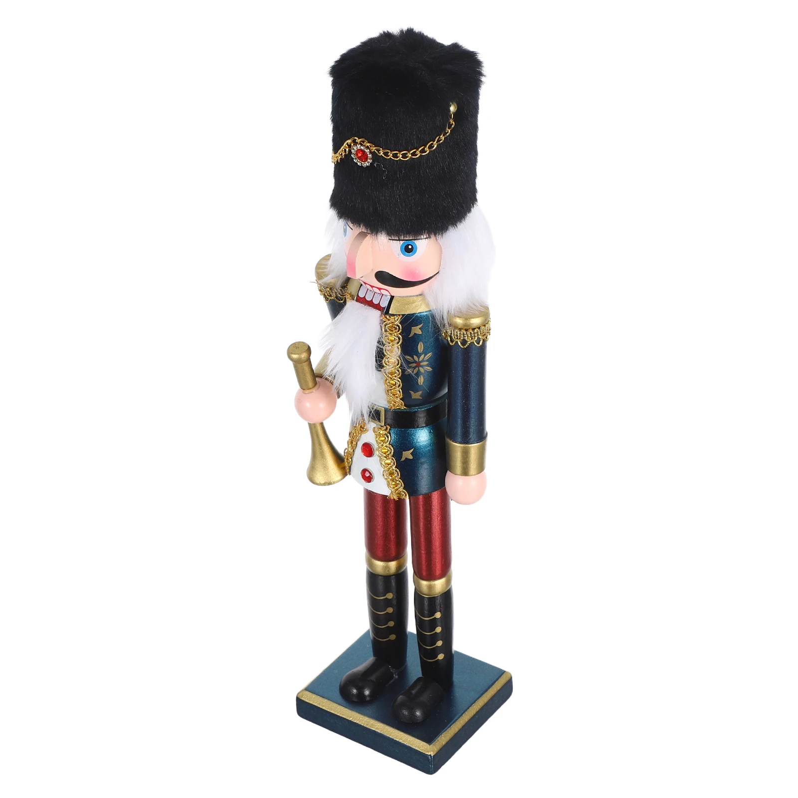 

38Cm Large Holiday Decoration - Traditional German Style Nutcracker King with Shimmering Finish for Christmas Tabletop Fireplace