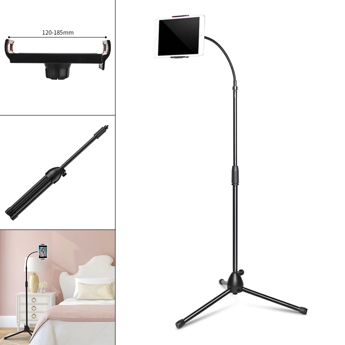 

Tablet Phone Holder Bracket Telescopic Folding Tripod Fit for 3.5-10.5 Inch Smartphone Flat Hose Adjusting Floor Stand