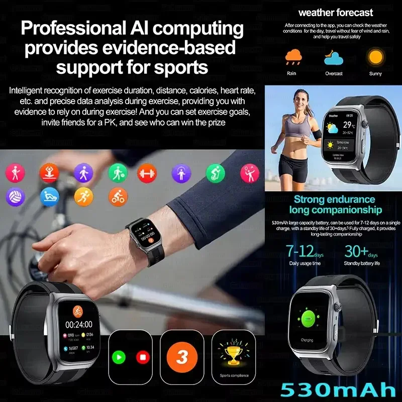 2025 New  Air Pump Airbag Test Three High Smart Watch Men ECG+PPG Smart NFC Blood lipids Health Tracker Smart Bracelet