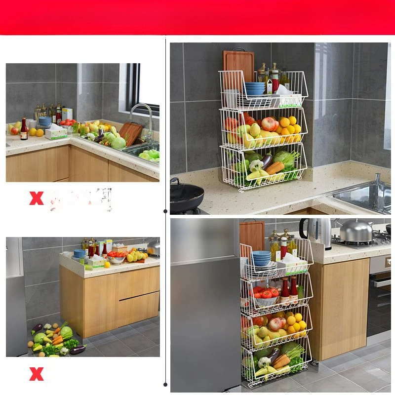 Kitchen Vegetable Put Vegetable Rack Shelf Rack Storage  Basket Vegetable Basket Multi-layer