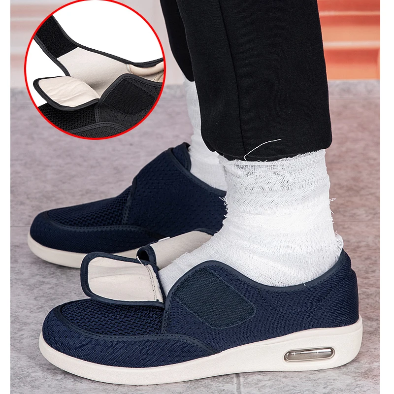 

Медицинская обувь для диабетиков для мужчин, опухшие ноги, открытые туфли, вальгусный бурсит, ортопедическая обувь для большого пальца, широкая толстая стопа, большой размер