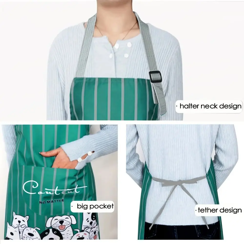 Fashion Cartoon Prints Kitchen Apron Waterproof Oil-proof Work Apron Wear-resistant Household Antifouling Barista Apron view 5