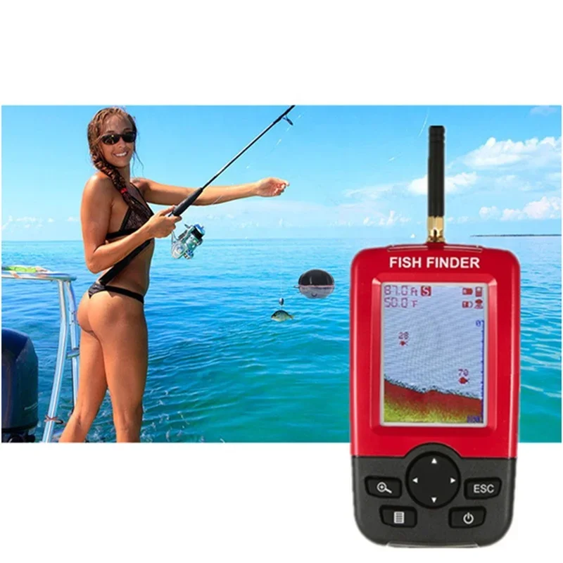 

Color screen wireless dot matrix fish finder depth sonar sensor boats kayak ice night for fishing sonar fish finder