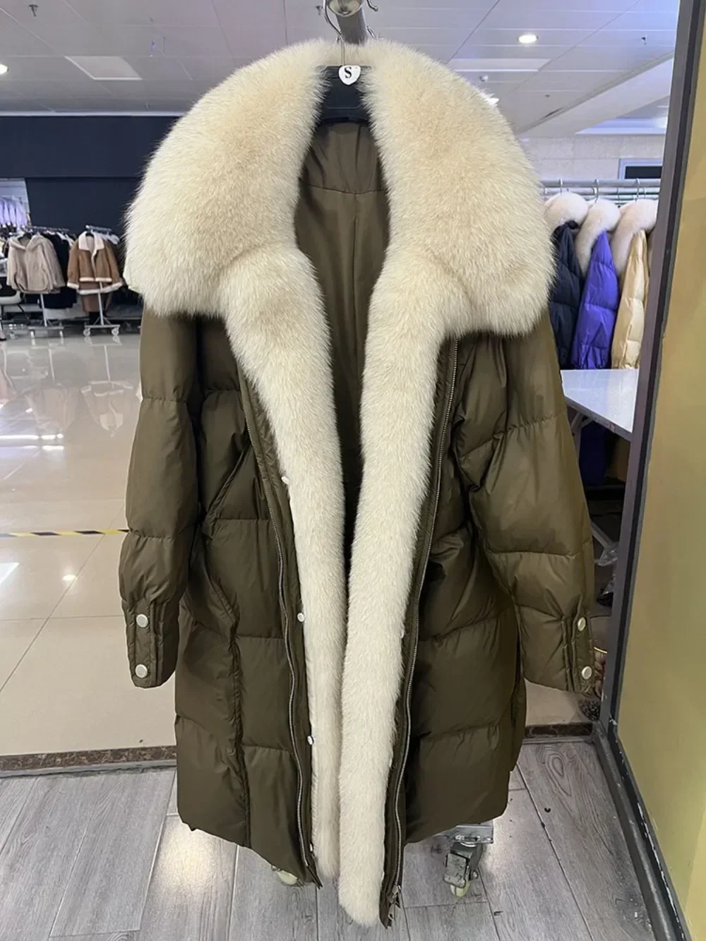 Silver Fox Fur Collar Real White Goose Down Jacket Long Thick Warm Luxury Parka Female Outwear 2024 Real Fur Coat Women Winter