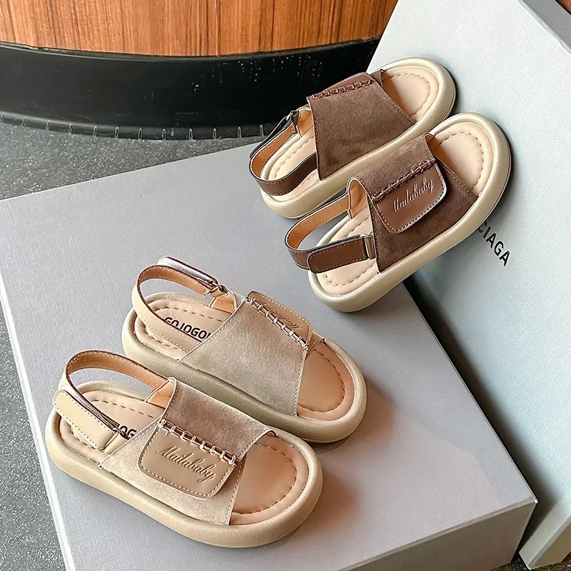 

Casual Sandals for Children Baby Learning to Walk Shoes Flat Toe Open Strap Sandals Summer Beach Shoes Boys And Girls