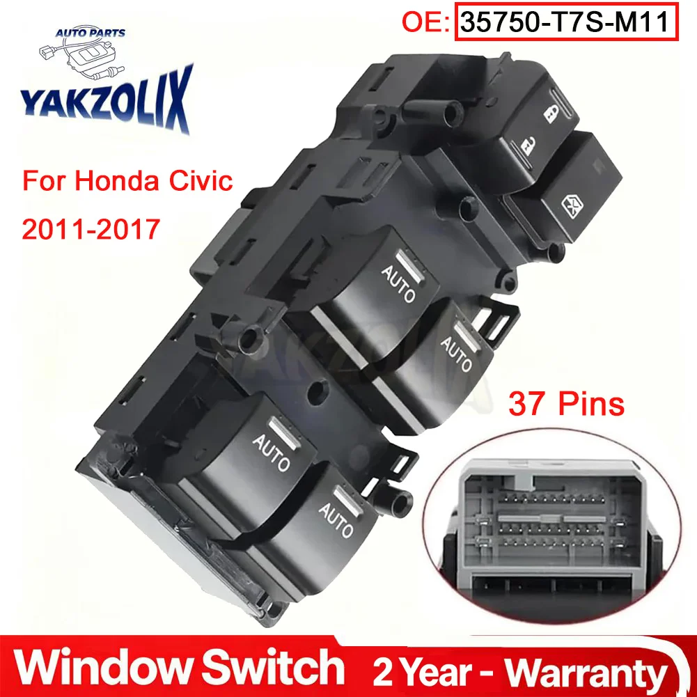For Honda Civic 2011 2012 2013 2014 2015 2016 2017 Electric Master Power Window Control Switch Button 35750-T7S-M11 35750T7SM11
