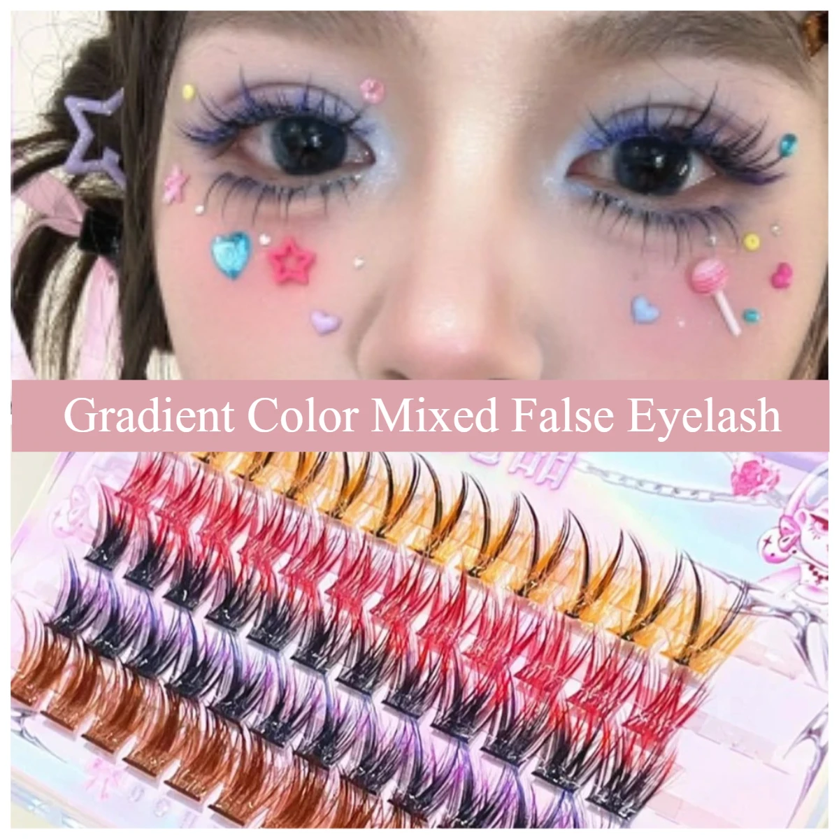 

5 Rows Fairy Gradient Color False Eyelash Mixed Colorful Creative Natural Manga Fake Lashes DIY Extension Korean Eye Makeup