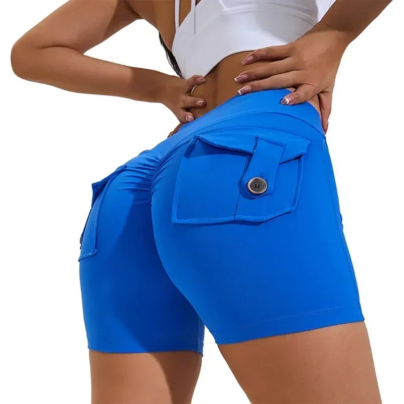 ฟิตเนสโยคะสําหรับสตรีกระเป๋า Scrunched GYM กางเกงขายาวเอวสูง BUTT Lifting Tights เซ็กซี่ Booty กางเกงขาสั้น Bell-bottoms