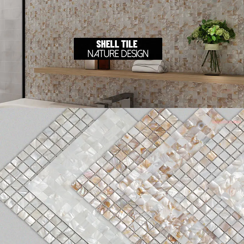 Mosaic Mother of Pearl Natural Wall Tiles Kitchen Wallpaper Tile Bathroom Background Shower Decorative Sticker