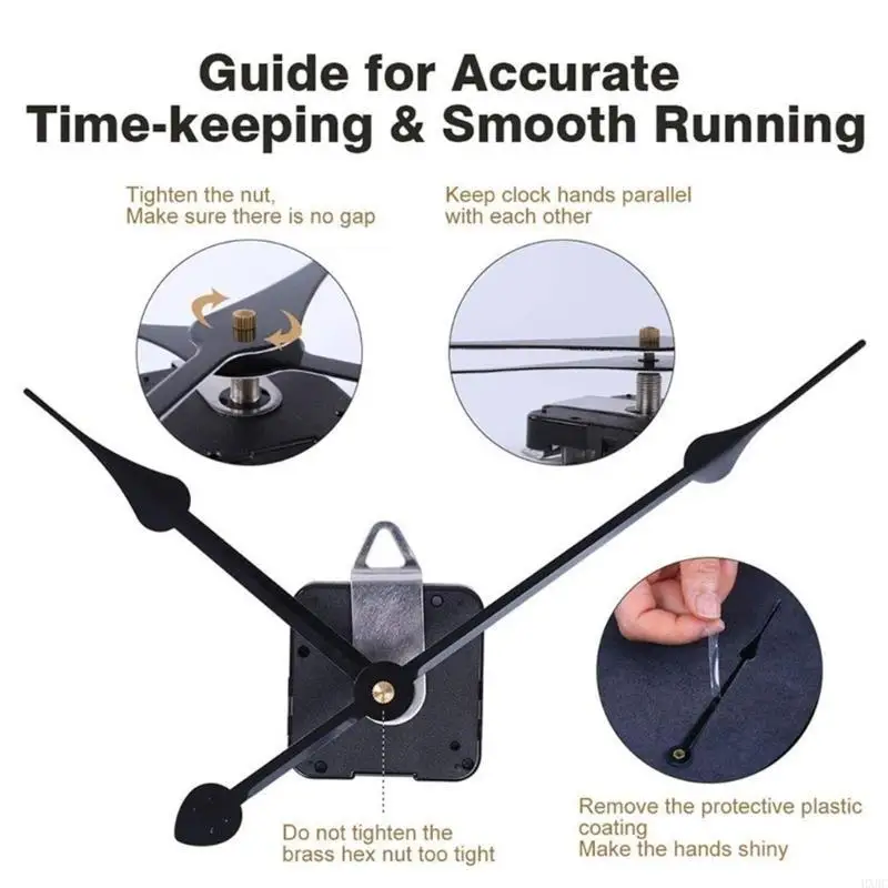 2025 New DIY Clock Making Supplies Long Shaft High Torque Movement with 2 Pack Long Spade Hands and Fitting Tool for Wall Clocks