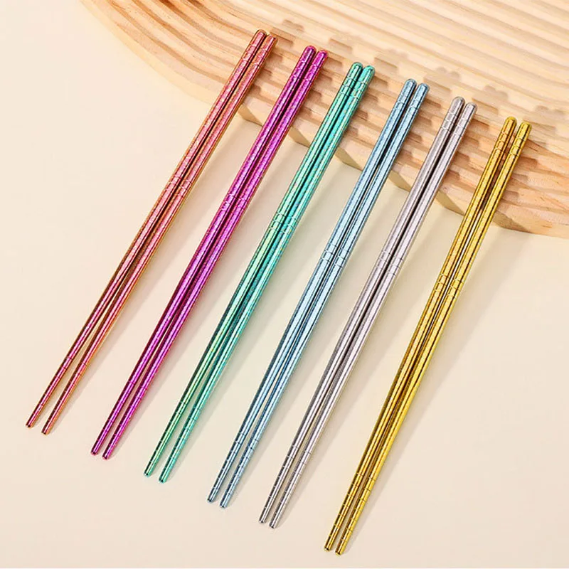 Pure Titanium Chopsticks 5 Colours Available Heat Insulation Family Tableware For Home Resturant Gathering,Camping, Picnic