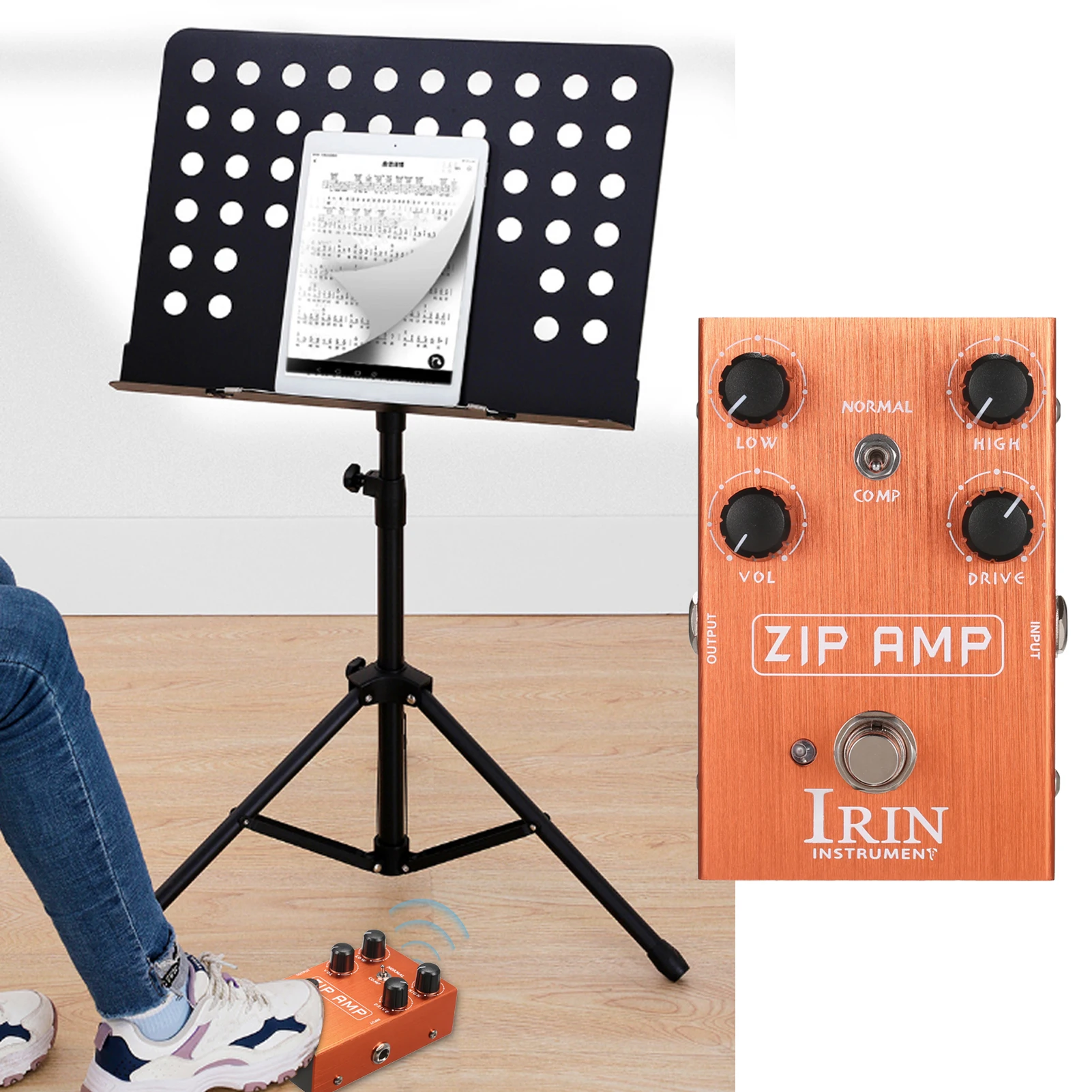

IRIN Overdrive Guitar Effect Pedal with Toggle Switch Low/High/Volume/Drive 4 Control Knobs for Electric Guitar - ZIP AMP