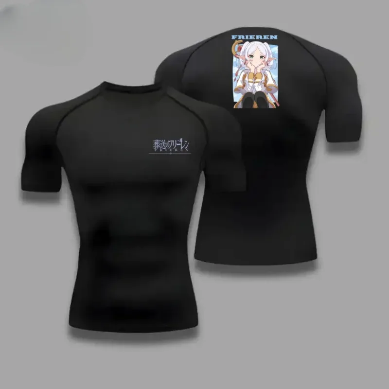 

Удобная футболка для фитнеса, мужская дышащая тонкая футболка с рисунком, топ 2-в-1, летний эластичный костюм для бега в тренажерном зале и тренировок