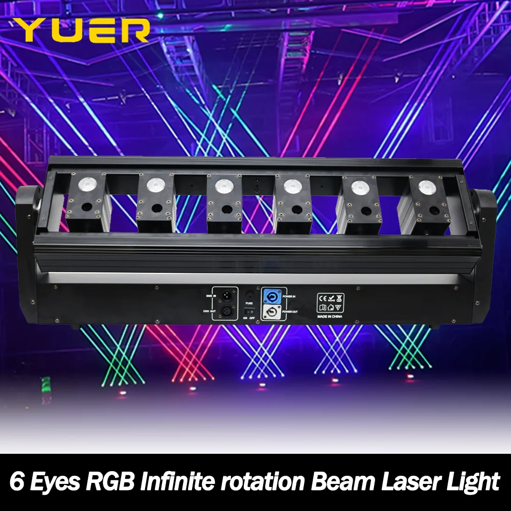 6 Eyes RGB Infinite rotation Point control Beam Moving Head Laser Light with TTL DMX512 for DJ Disco Party wedding Bar club