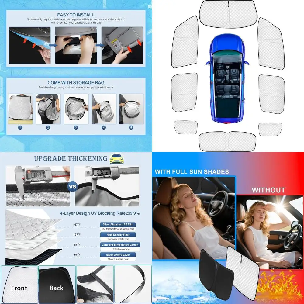 

Утолщенные универсальные солнцезащитные шторки, автомобильные аксессуары 2015-2024, накидки на лобовое и боковые стекла, защита от УФ-излучения, идеально подходят для кемпинга и активного отдыха