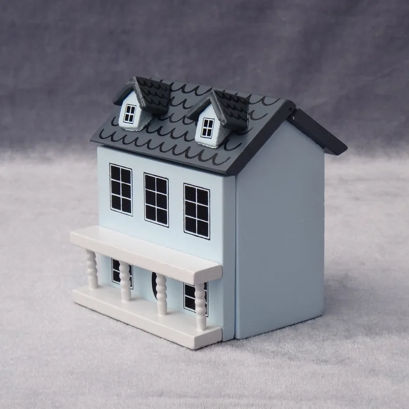 كارتون رائعة بيت الدمية أثاث مصغر لطيف فيلا صغيرة وردي أزرق فاتح أصفر بيت الدمية هدايا يدوية للأطفال #3