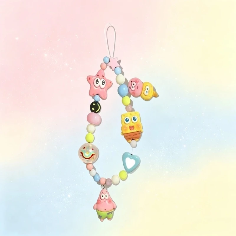 Cute SpongeBob SquarePants Hand Drawn Phone Lanyard Anti-lost Camera Strap Decorative Hanging Chain Portable Phone Ornament - view 2