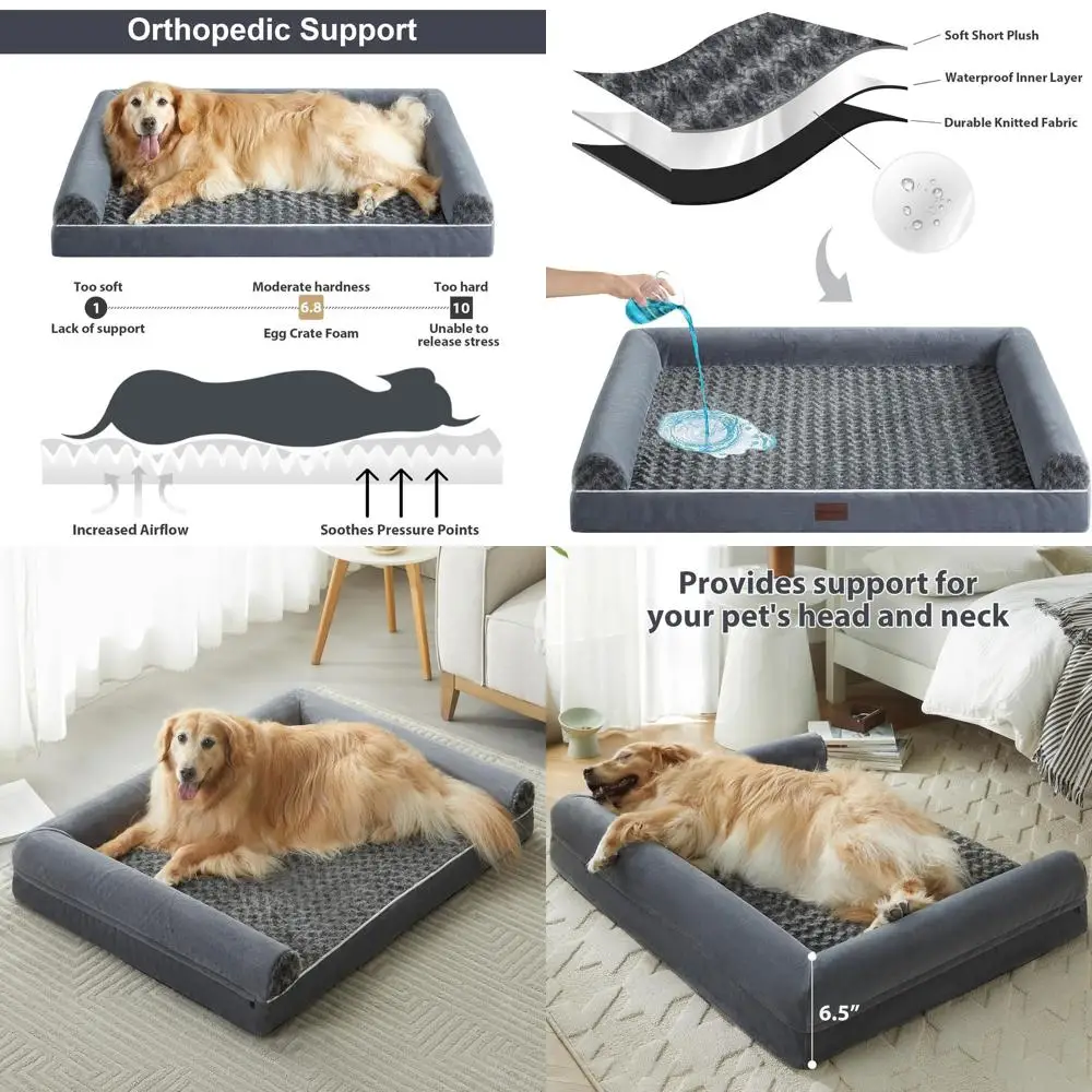 

Ортопедическая опорная кровать для собак для больших и средних собак — водонепроницаемый, съемный чехол для домашних животных