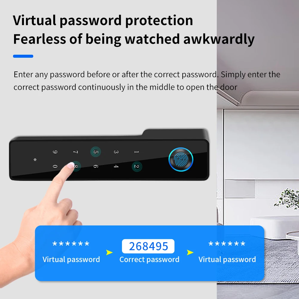 Minimalist Electronic Fingerprint Silent Door Lock Support Tuya App Bedroom Mute Door Locks Mechanical Furniture Magnetic Suctio view 4