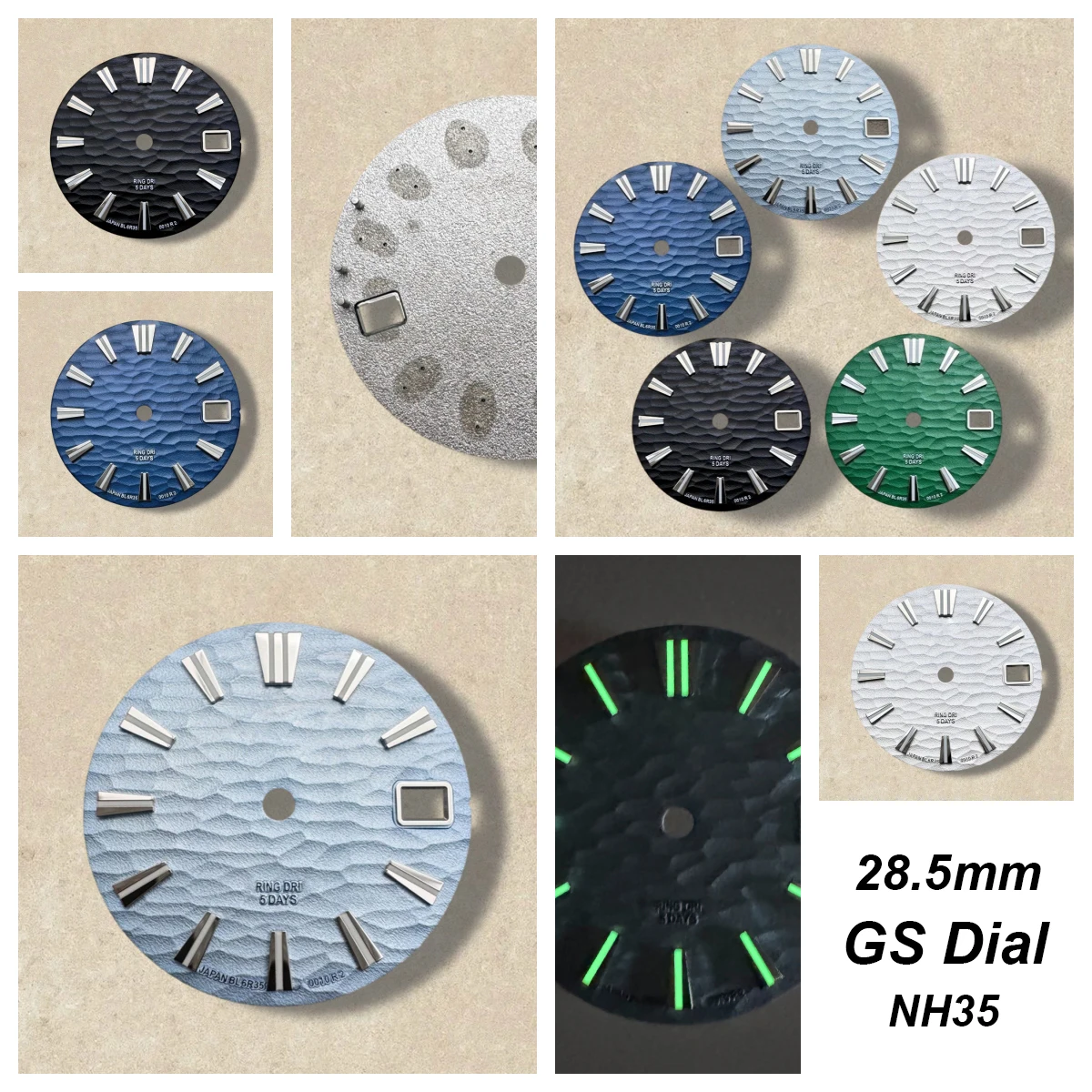 

28.5mm GS Logo With Grand S Dial Suitable Fit NH35/NH36/4R/7S Japan Movement Green Lumens Wave High Quality Watch Accessories ﻿
