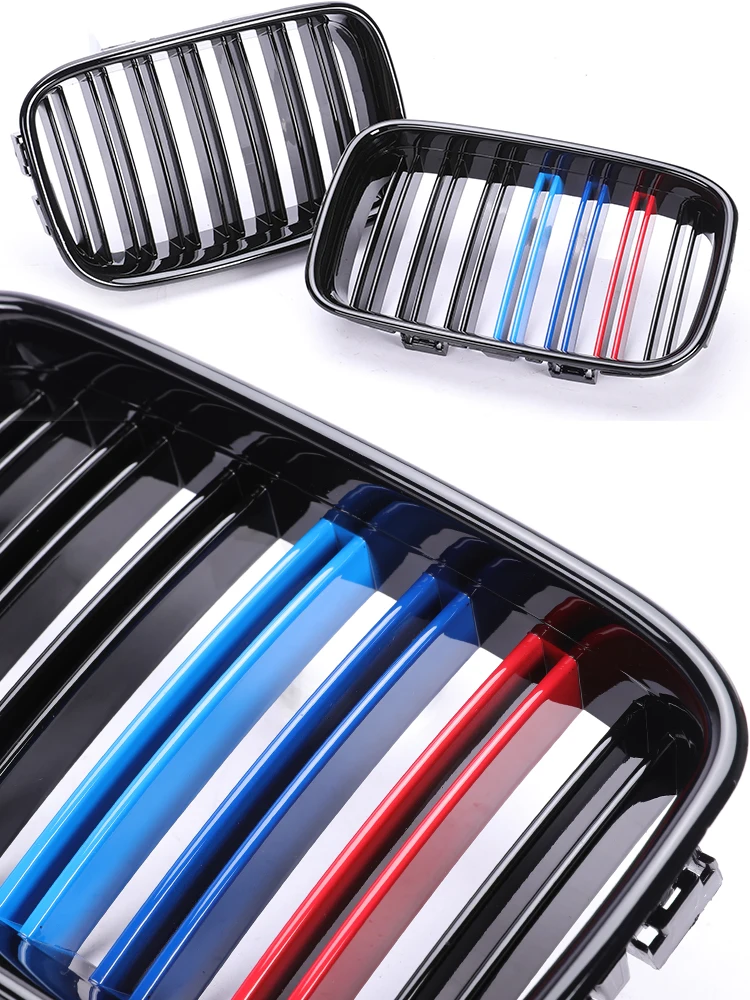 Dual Slat M Color Carbon Matte Grill For BMW 3 Series E36 Pre-LCI 1992-1996 Front Bumper Kidney Gloss Black M Tech Grills Cover view 6