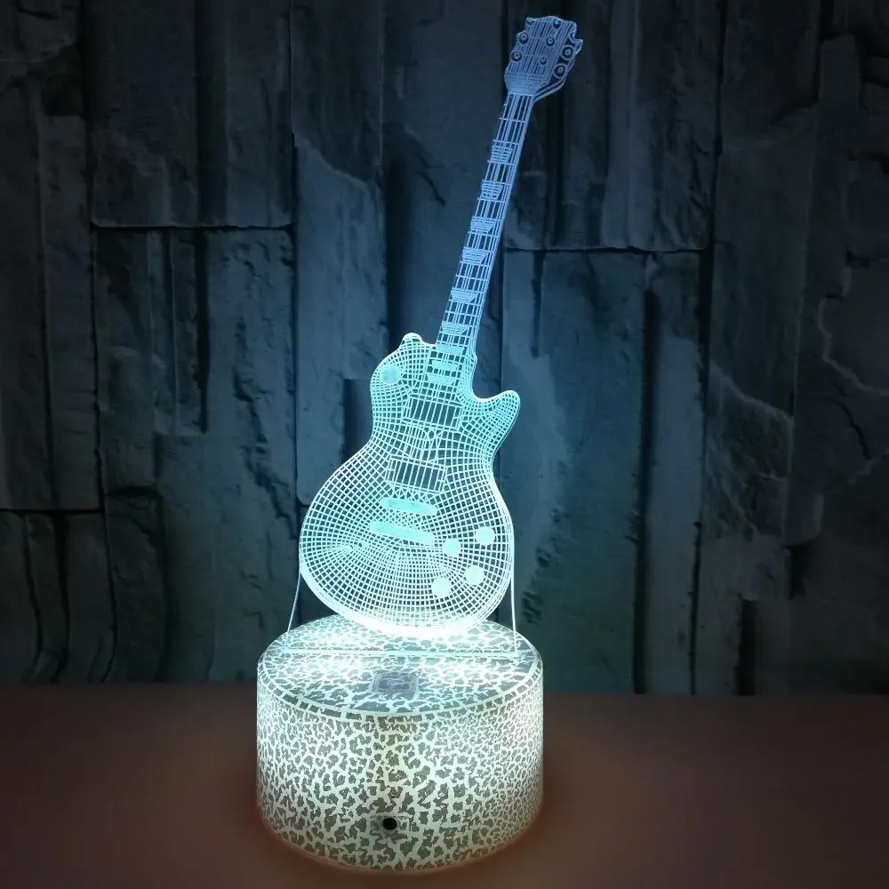 Nacht 3D-Lampe Gitarren-Nachtlicht für Schlafzimmerdekoration, 7 Farben wechselndes LED-Nachtlicht, Geschenke für Kinder, Baby-Schlaflampe