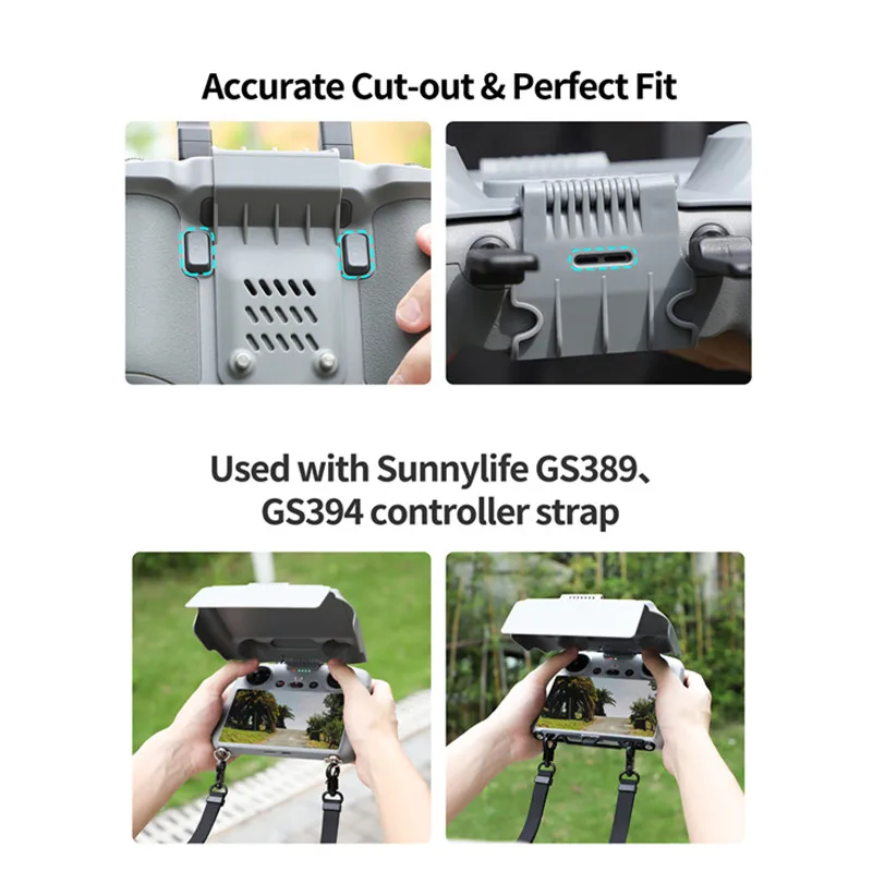 For DJI RC2 Sunshade for DJI Air 3/Mini 3 Pro/Mini 4 Pro RC Sunshade with Secondary Panel 2-in-1 Protective Cover Accessories