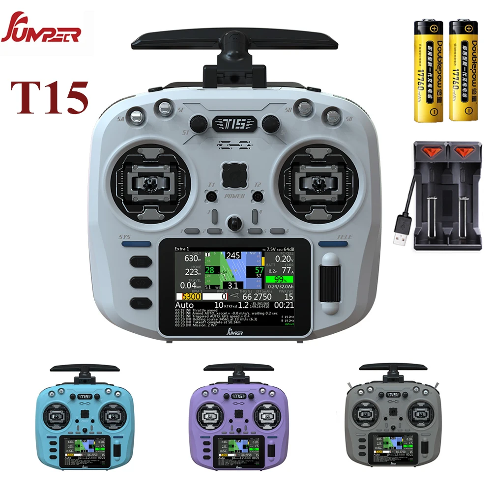 Jumper T15 Sensore Hall ELRS 2.4G 1W Telecomando Schermo a colori FPV Radio Controller EDGETX per Drone RC a lungo raggio