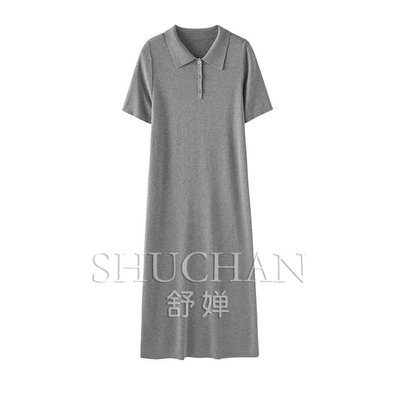 

French Silk Wool Polo Neck Knitted Sweater Dress Women's 73C9 Vestidos De Mujer Dress for Women