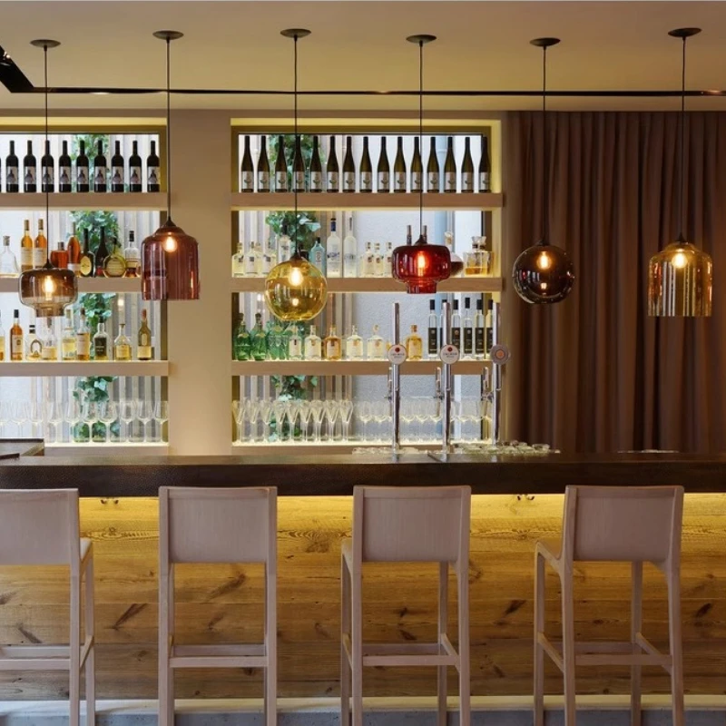 

Nordic glass chandelier retro restaurant bar bar coffee shop simple creative personality single head lampshade lighting fixture