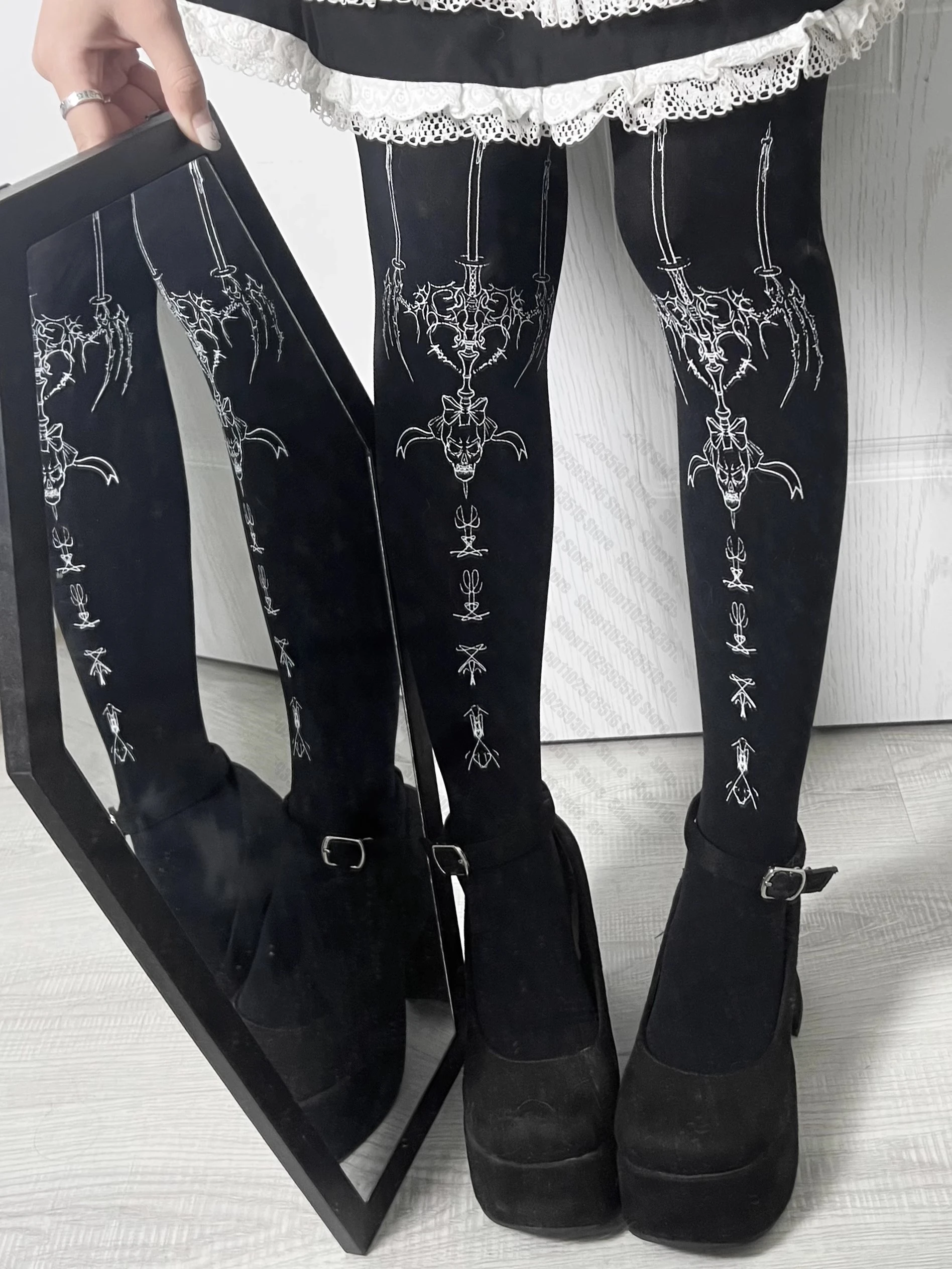 Calcetines góticos cruzados Y2K para mujer, medias largas por encima de la rodilla, sexys, de nailon, hasta el muslo, Legging JK, medias de Cosplay de Lolita