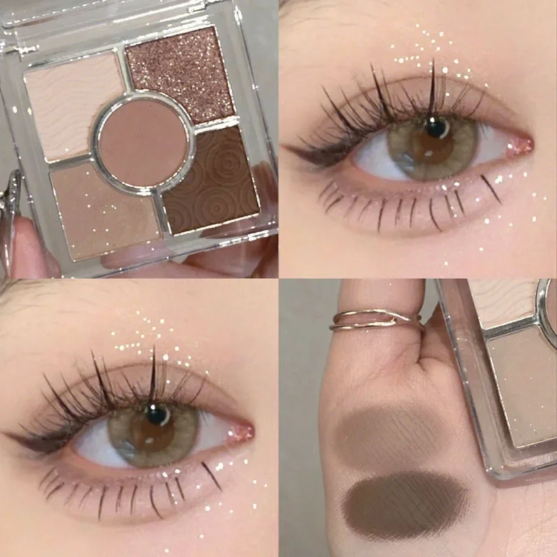 5 cores paleta de sombra de olho roxo chocolate cor maquiagem dos olhos glitter paleta de sombra perolada à prova dwaterproof água sedoso iluminar cosméticos