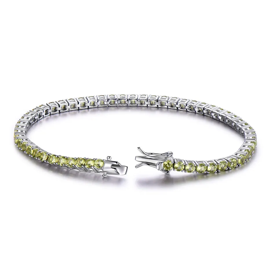 UMCHO 925 Sterling Silver Peridot 2MM Tennis Bracelet Women's Bracelets Party Gift Fashion Fine Jewellery