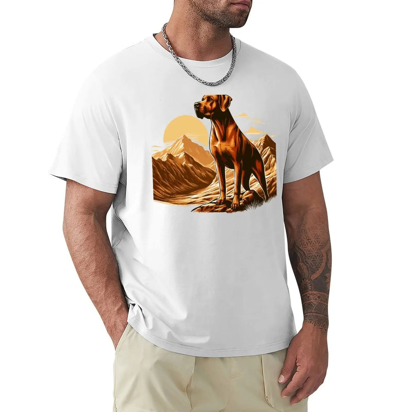 Rhodesian Ridgeback Mountain Paw Design T-Shirt quick-drying plus size tops summer clothes mens champion t shirts