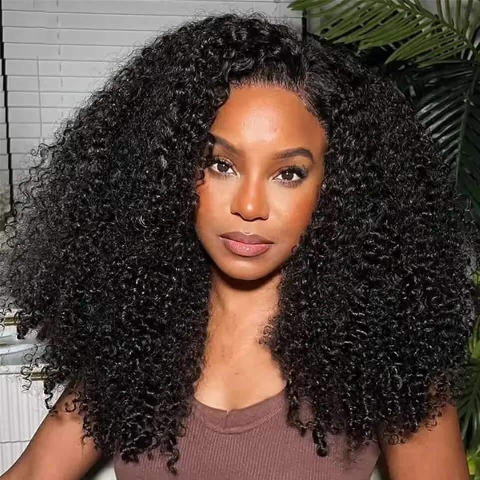 

Полупарик 20-дюймовые человеческие волосы 3 в 1, вьющиеся полупарики для чернокожих женщин, плотность 200%, бесклеевые парики, человеческие волосы на шнурке