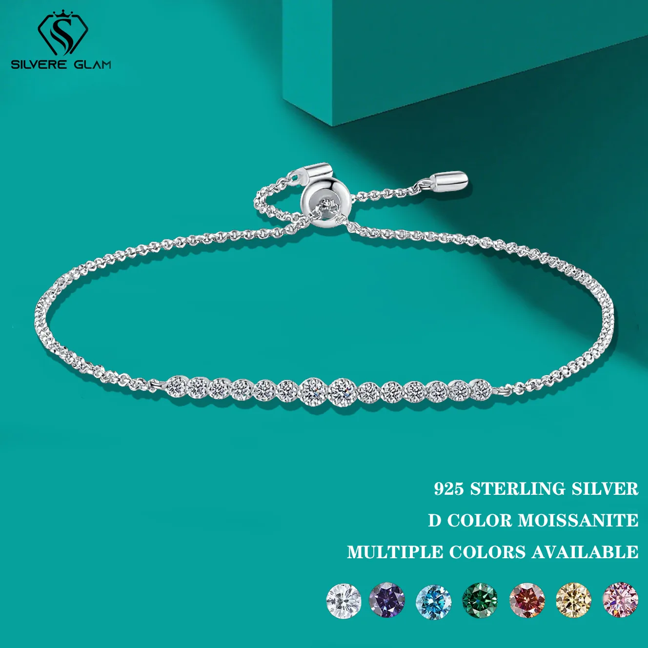 

TY D VVS1 All Moissanite Bracelets for Women 0.24ct Round Lab Diamond GRA S925 Sterling Silver Plated 18k Dainty Bracelet