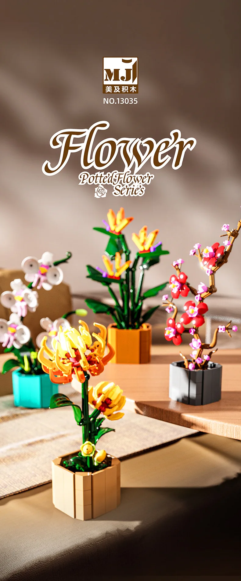 Blumen-Bausteine, Orchidee Cymbidium, Ewiger Blumenstrauß, Bausatz, botanisches Rosen- und Gänseblümchen-Modell, Mini-Bausteine, Spielzeug zur Heimdekoration – Detail 28