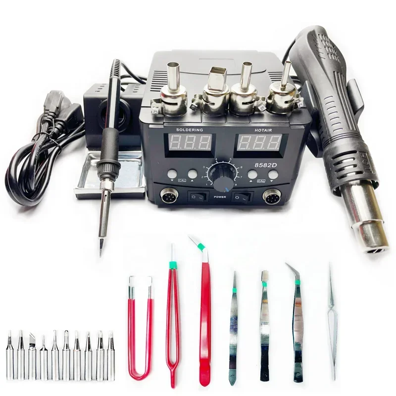 

8582D even-numbered constant temperature welding table rework repair station 8586 electric soldering iron hot air gun 2 in 1