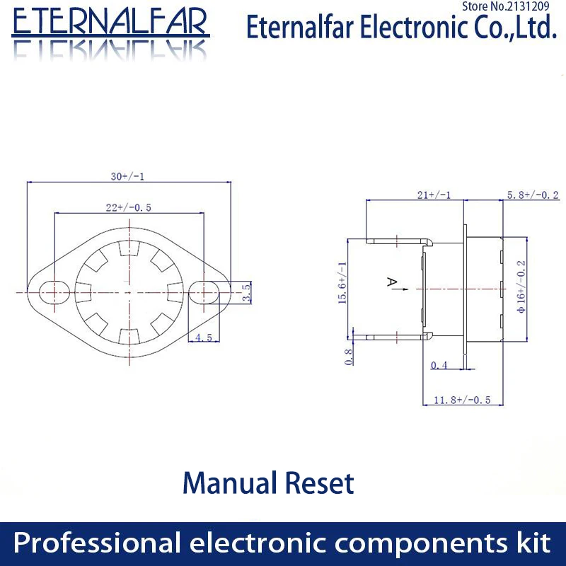 KSD301 10A 115C 120C 125C 130C 135C 140C Celsius Manual Reset Thermostat Normally Closed Temperature Switch Temperature Control