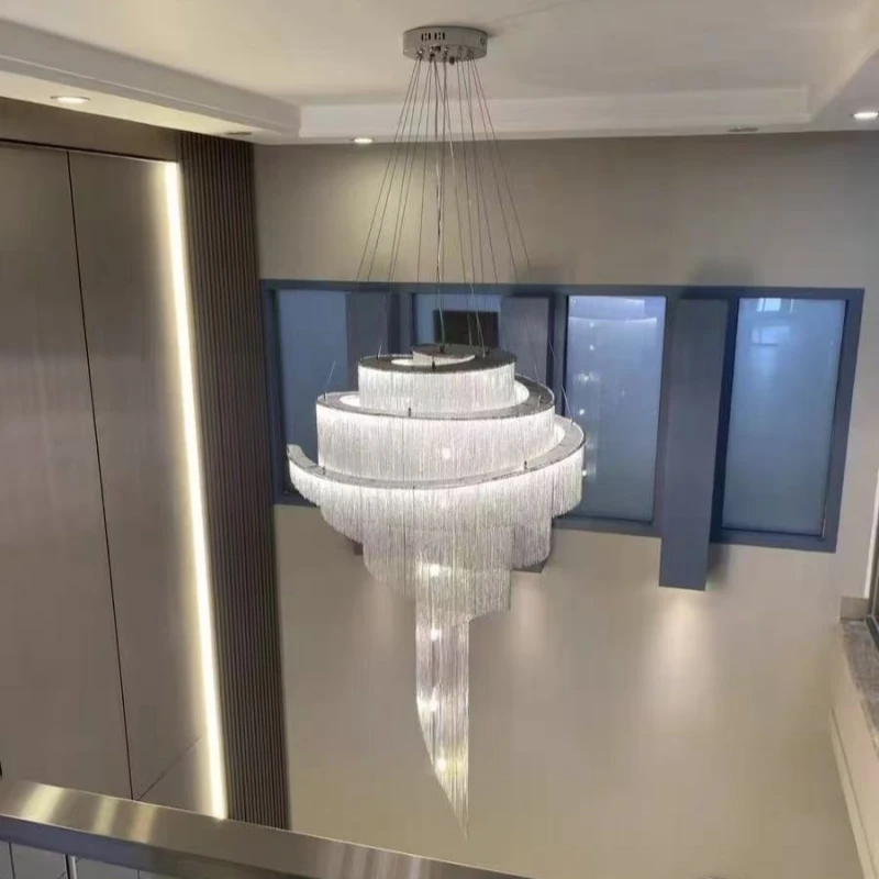 Luxury LED Pendant Light Tassel Aluminum Chain Chandelier Living Room Kitchen Hotel Villa Modern Interior Home Decoration Lustre