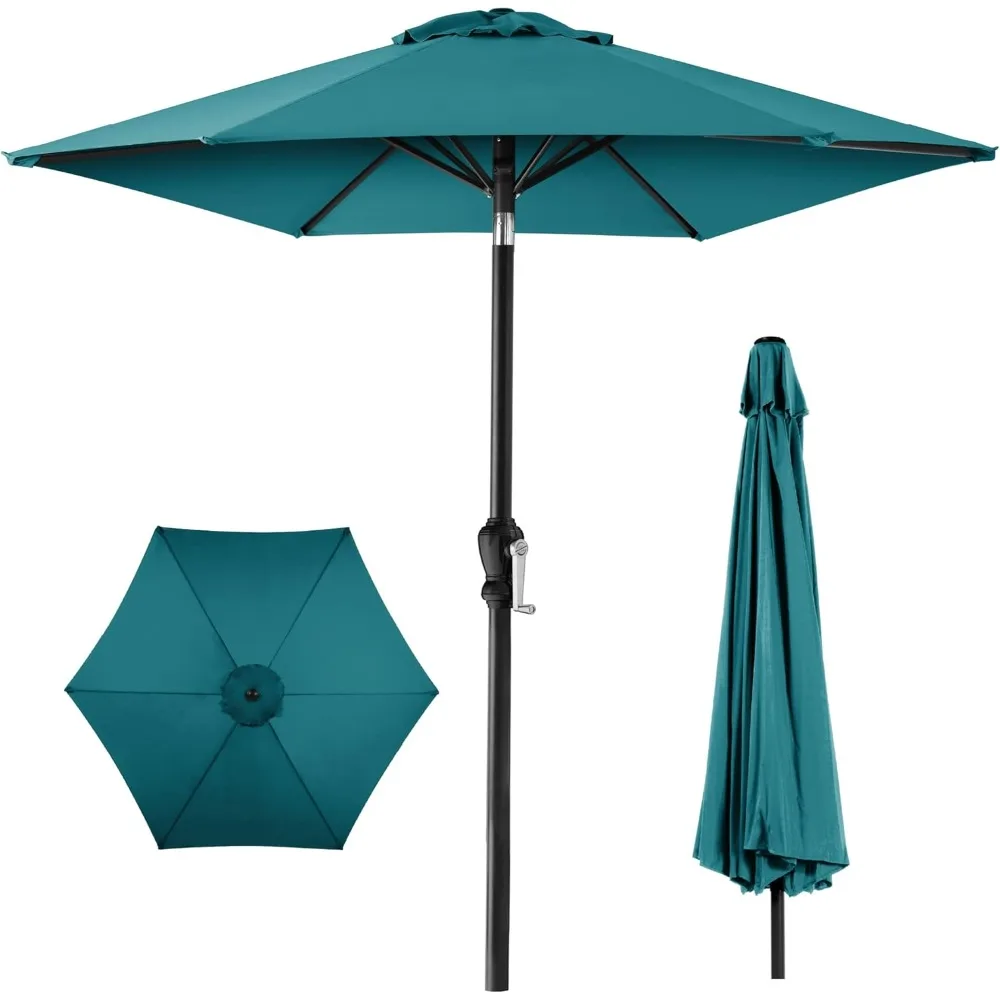 

10ft Outdoor Steel Polyester Market Patio Umbrella w/Crank, Easy Push Button, Tilt, Table Compatible