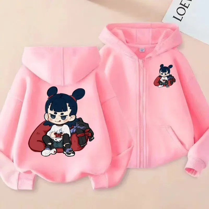 سترة صوفية بغطاء للرأس للأطفال مطبوعة بشكل لطيف على طراز Q للأولاد والبنات #4